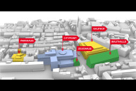Bild 3D-Modell des zentralen Innenstadtareals mit Kaufhof, City-Point, Zeughaus und Mauthalle.