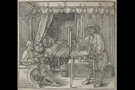 Bild Albrecht Dürer: Der Zeichner des sitzenden Mannes, 1525.