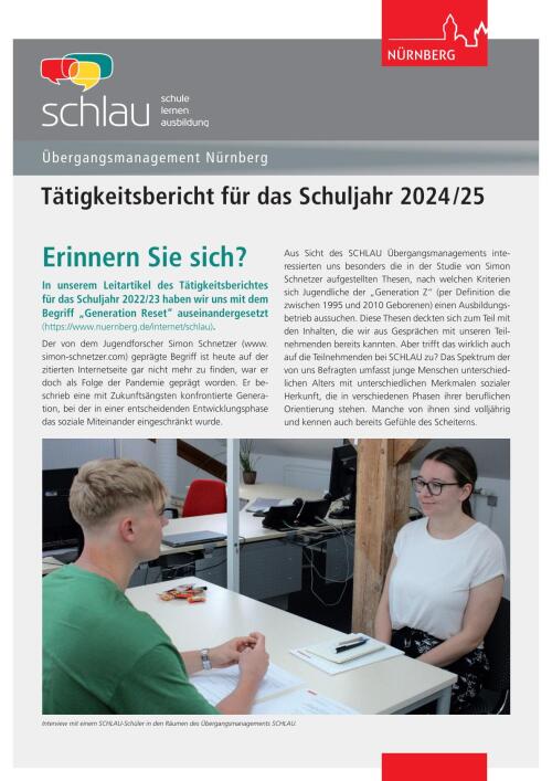 Erste Seite des Tätigkeitsberichts von SCHLAU von 2024/25