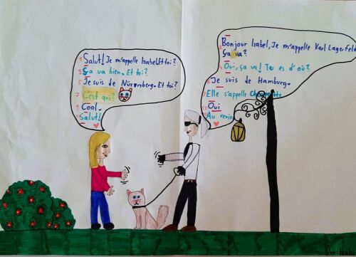 Gemaltes Bild einer Schülerin zum Fach Französisch