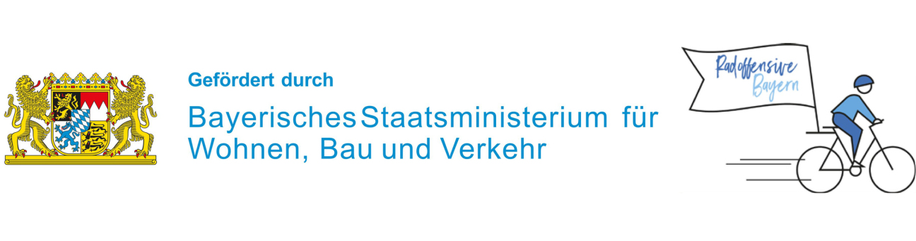 Förderlogo Bayerisches Staatsministerium für Wohnen, Bau und Verkehr - Fahrradoffensive Bayern, Bild © Bayerisches Staatsministerium für Wohnen, Bau und Verkehr