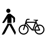 Fahrrad und Fußgänger
