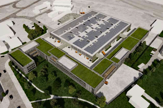 SÖR-Betriebszentrale: Dachbegrünung und Photovoltaik