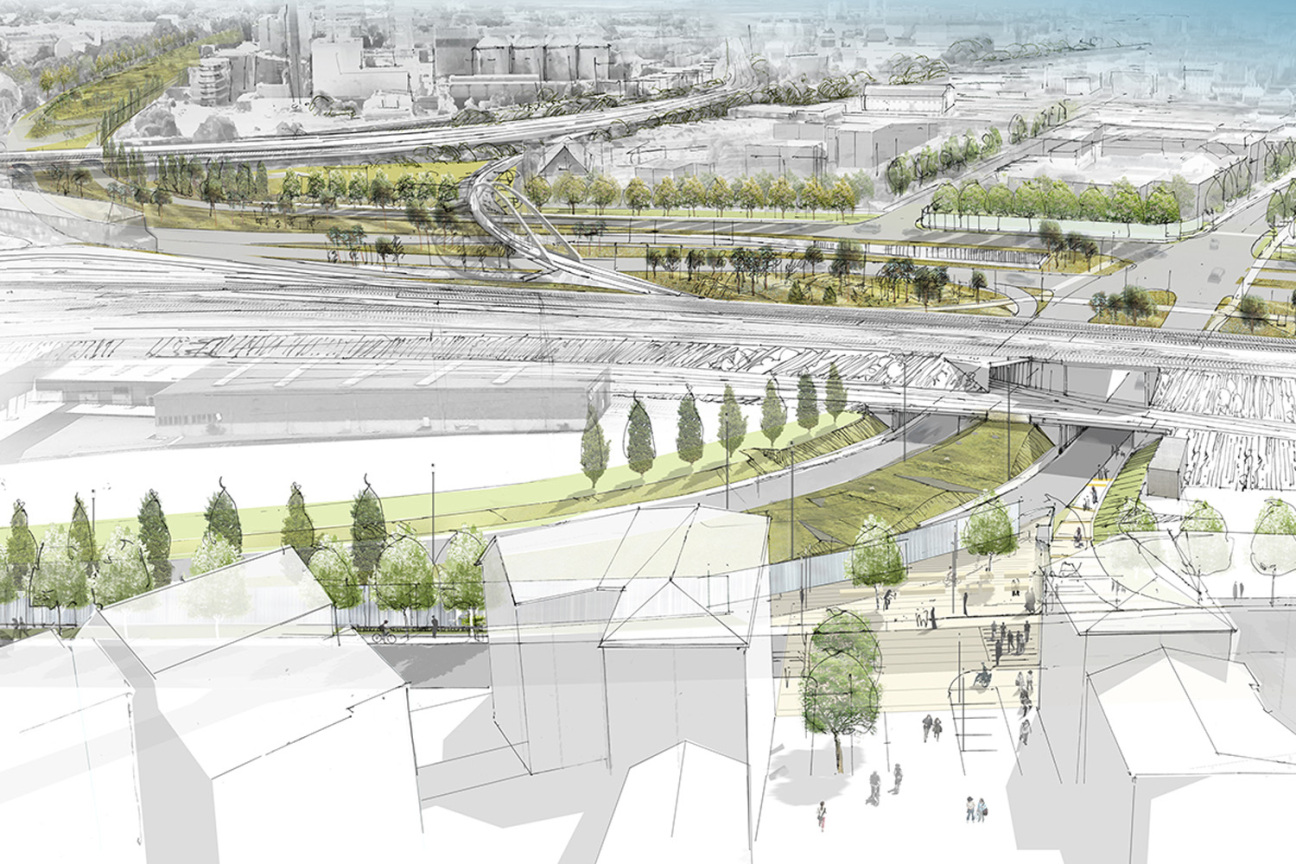 Frankenschnellweg: Abschnitt Mitte zwischen Schwabacher Straße und An den Rampen, Bild © Ohne Bildnachweis