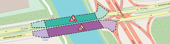 Baustellenkarte Charles-de-Gaulle-Brücke über den Main-Donau-Kanal