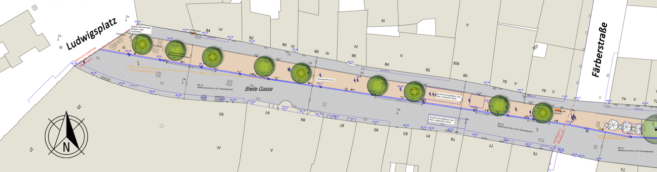 Gestaltungsplan Breite Gasse, Bild © Geobasisdaten: © Stadt Nürnberg, Geo und © Bayerische Vermessungsverwaltung | Darstellung der Flurkarte als Eigentumsnachweis nicht geeignet.