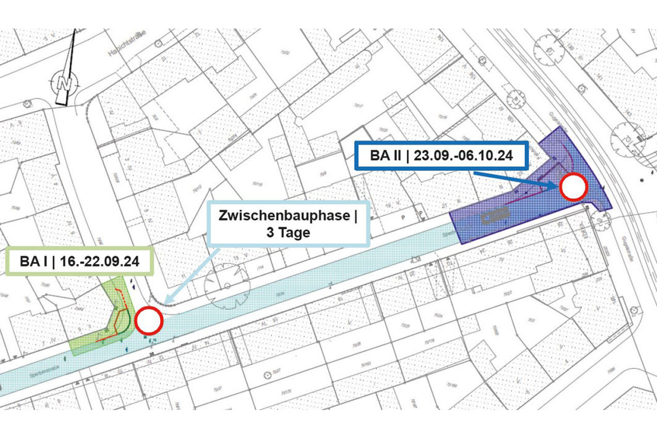Sperber Bauabschnitt 1 2, Bild © SÖR; Geobasisdaten: Bayerische Vermessungsverwaltung / Stadt Nürnberg
