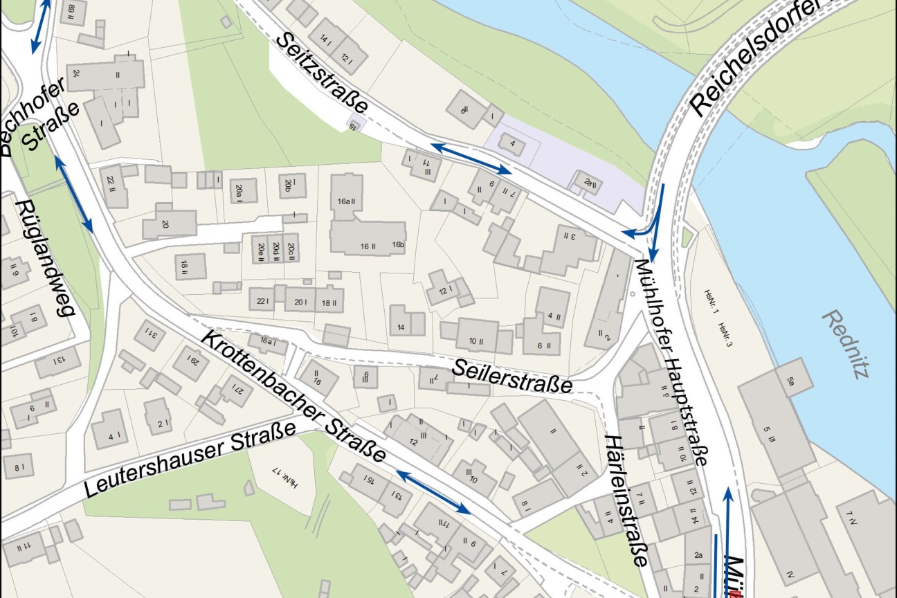 Mühlhofer Hauptstraße Vorarbeiten Umleitung