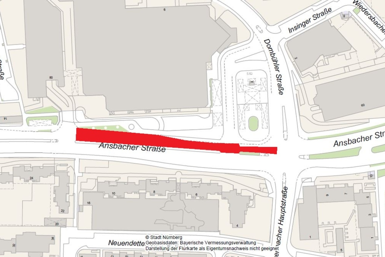 Bild © SÖR / Geobasisdaten: Bayerische Vermessungsverwaltung / Stadt Nürnberg Fahrbahnsanierung Ansbacher BA2a, Bild © SÖR / Geobasisdaten: Bayerische Vermessungsverwaltung / Stadt Nürnberg