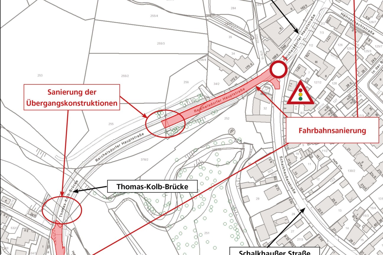 Mühlhofer Hauptstraße Brücken- und Fahrbahnarbeiten