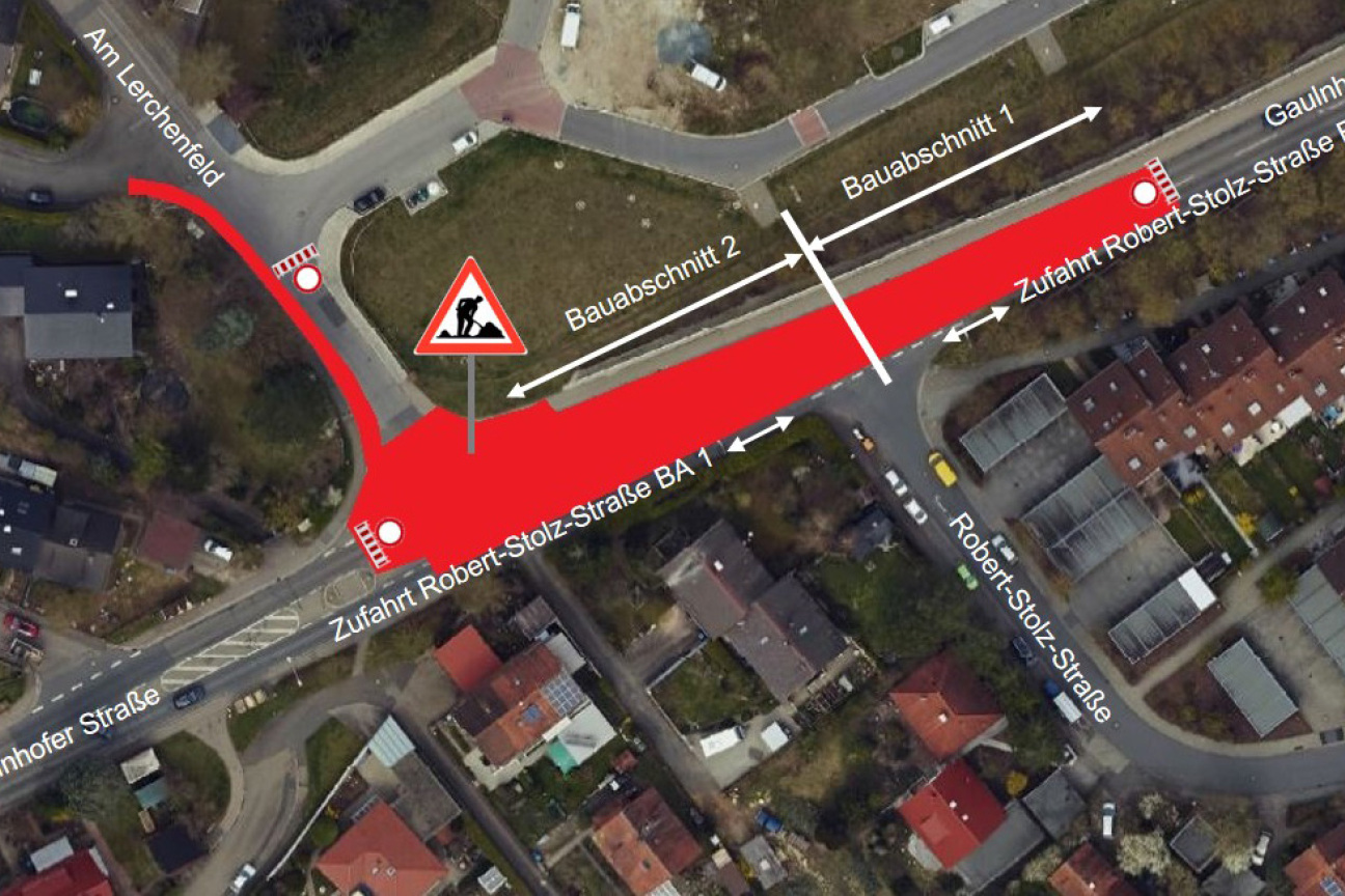 Bild © SÖR / Geobasisdaten: Bayerische Vermessungsverwaltung / Stadt Nürnberg Herstellung Mittelinsel Gaulnhofer Straße, Bild © SÖR / Geobasisdaten: Bayerische Vermessungsverwaltung / Stadt Nürnberg