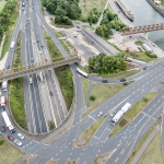 Projekt Hafenbrücken: Anschlussstelle Nürnberg-Hafen-Ost mit Behelfsbrücken über die Südwesttangente und Main-Donau-Kanal