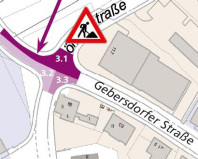 Gebersdorfer Straße: Verkehrsführung September-Dezember 2024, Arbeiten an der Kreuzung Felsenstraße / Wörnitzstraße