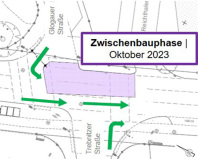 Oppelner Straße 02 Zwischenbauphase 1 Einschränkungen an der Kreuzung Trebnitzer Straße