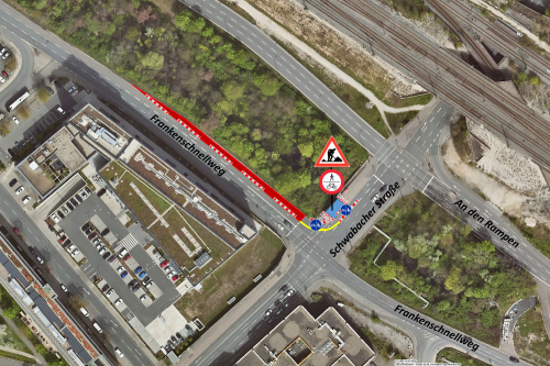 Teilsperrung der Brücke Schwabacher Straße