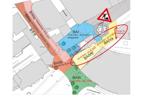 Ludwigsplatz und Dr.-Kurt-Schumacher-Straße: Bauabschnitte bis April 2024