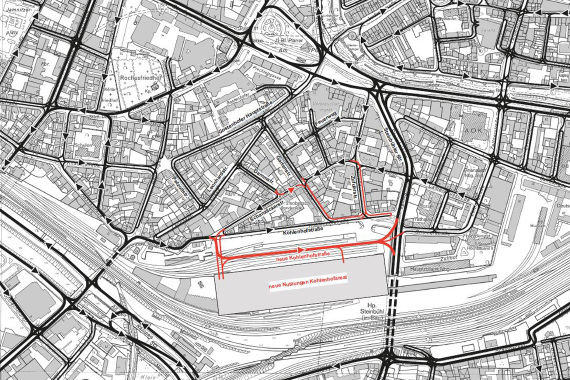 Emmy-Noether-Straße Verkehrssystem neu Teilausbau, geänderte Verkehrsführung