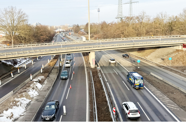 Frankenschnellweg Abfahrt auf die Südwesttangente in Richtung Feucht