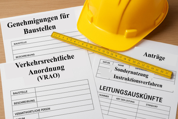 Teaserbild zeigt beispielhaft Anträge und Formulare für Baumaßnahmen