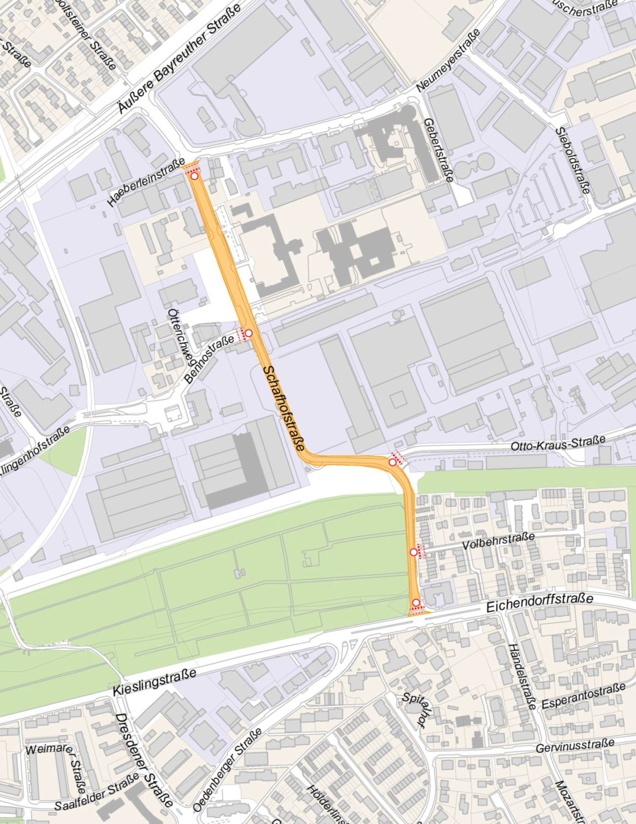 Schafhofstraße Web, Bild © SÖR / Geobasisdaten: © Stadt Nürnberg, Geo und © Bayerische Vermessungsverwaltung. Darstellung der Flurkarte als Eigentumsnachweis nicht geeignet.