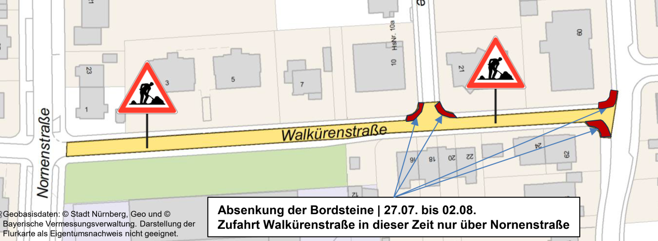 Walkürenstraße Übersicht der Baustelle, Bild © SÖR / Stadt Nürnberg
