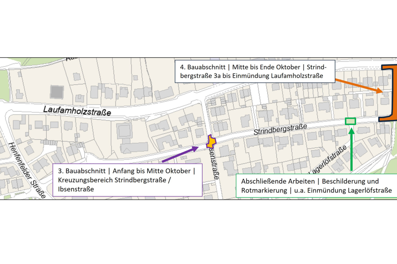 Bild © SÖR / Geobasisdaten: © Stadt Nürnberg, Geo und © Bayerische Vermessungsverwaltung Darstellung der Flurkarte als Eigentumsnachweis nicht geeignet. Strindbergstraße und Henfenfelder: Umbau zur Fahrradstraße, Fahrbahnsanierung; BA3 und BA4, Bild © SÖR / Geobasisdaten: © Stadt Nürnberg, Geo und © Bayerische Vermessungsverwaltung Darstellung der Flurkarte als Eigentumsnachweis nicht geeignet.