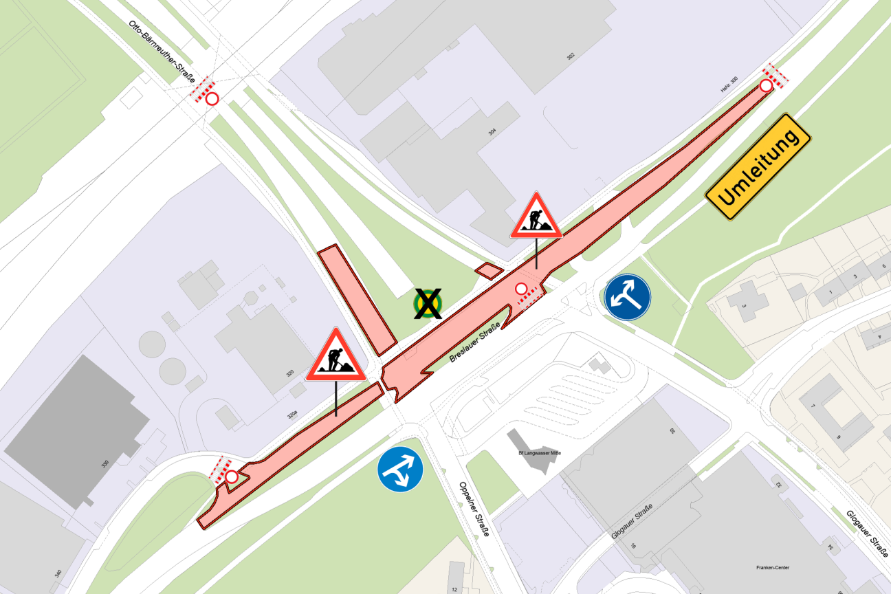 Breslauer BA1 Gesamt, Bild © SÖR / Geobasisdaten: © Stadt Nürnberg, Geo und © Bayerische Vermessungsverwaltung. Darstellung der Flurkarte als Eigentumsnachweis nicht geeignet.