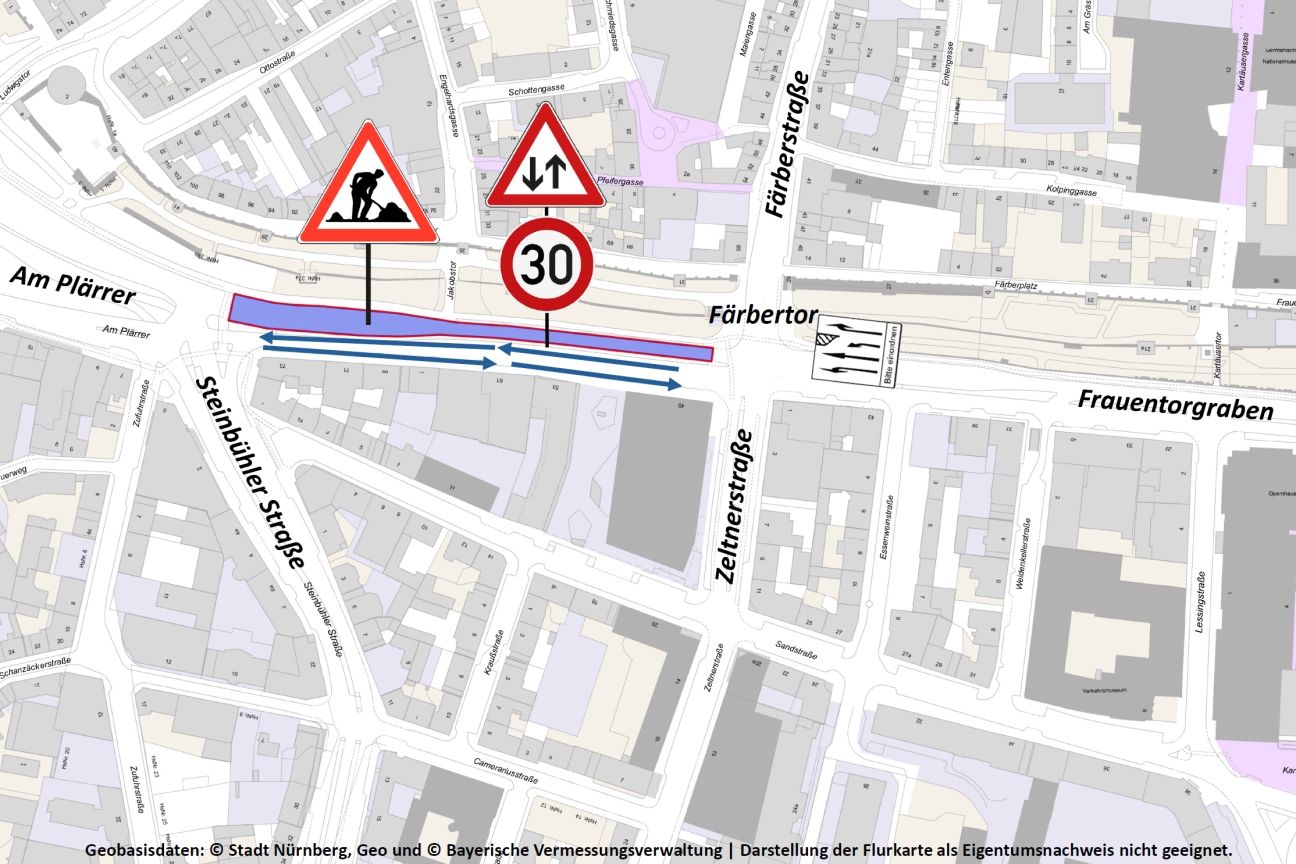 Baustelle am Frauentorgraben: Neue Asphaltdecke zwischen Färberstraße und Steinbühler Straße, Bild © Stadt Nürnberg