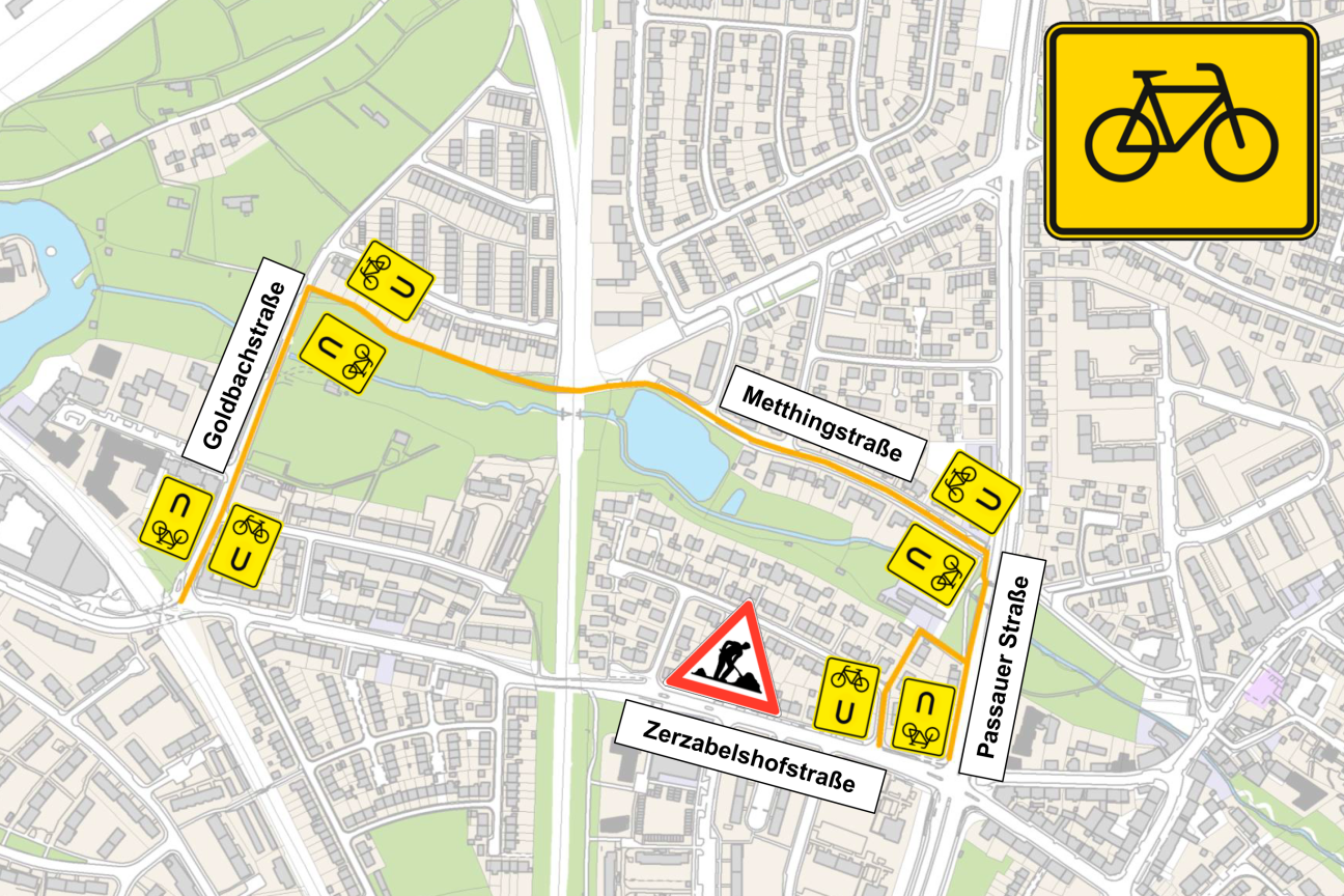 Zerzabelshofstraße Umleitung Fahrrad