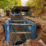 Thumenberger Weg: SUN-Baustelle, Abwasserleitungen.