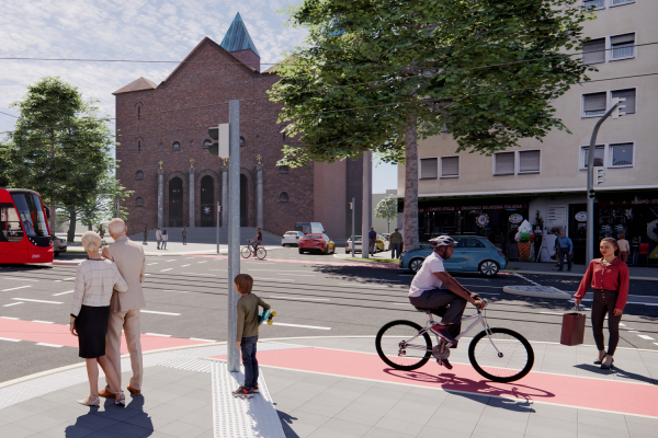 Visualisierung: Die Allersberger Straße im Umfeld der Gustav-Adolf-Kirche