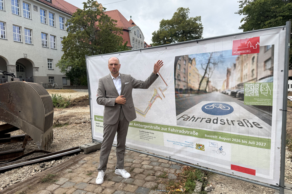 Baubeginn Fahrradstraße Ambergerstraße, Bild © Kathrin Lehnerer / Stadt Nürnberg