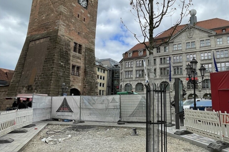 Baumstandort Breite Gasse mit Gitter, Bild © Florian Demling / SÖR / Stadt Nürnberg