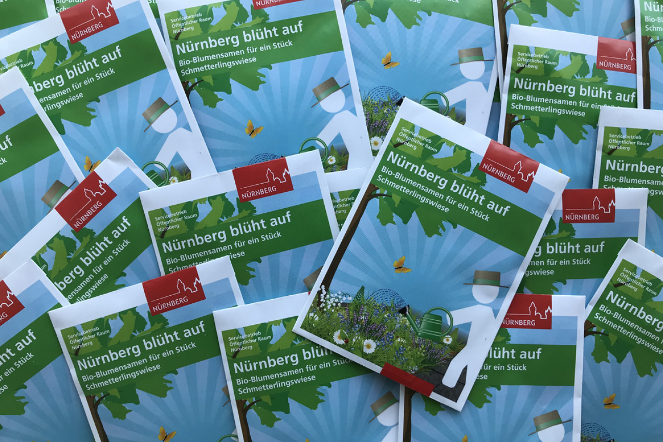 Bio-Blumensamen für Schmetterlingswiese, Bild © Nadine Francke / SÖR / Stadt Nürnberg
