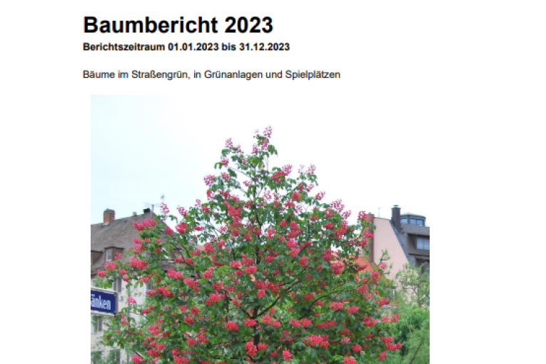 Titelbild Baumbericht 2023 mit Kastanie