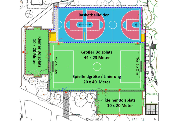 Neue Platzaufteilung beim Bolzplatz im Annapark