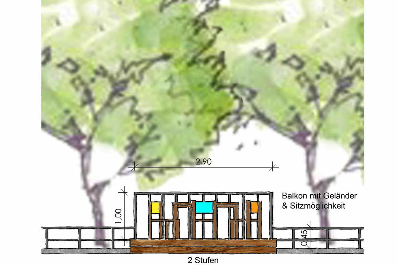 Bild © riede landschaftsarchitekten / SÖR / Stadt Nürnberg Pocket Park St. Anton Balkon mit Gländer, Bild © riede landschaftsarchitekten / SÖR / Stadt Nürnberg