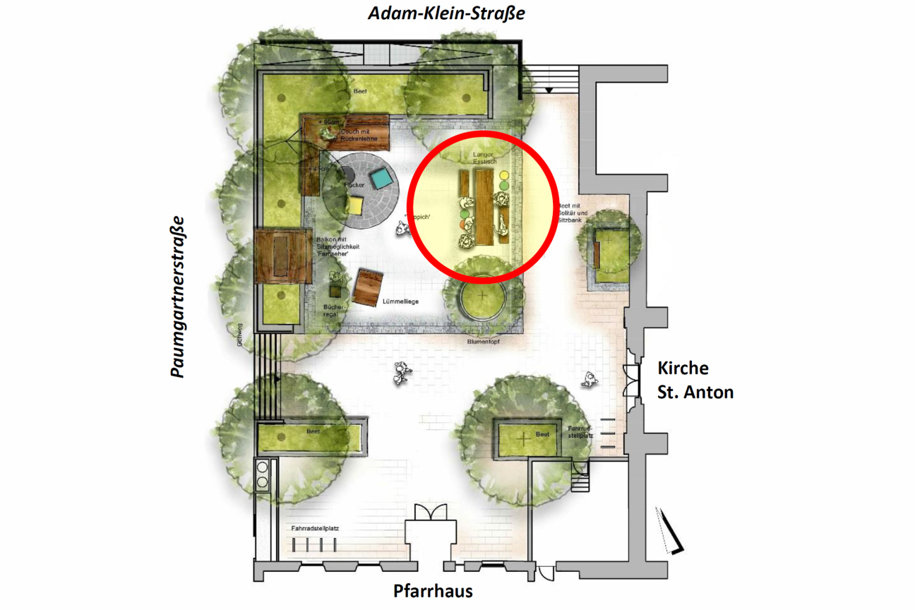 Pocket Park St. Anton Orientierungsplan Tafel