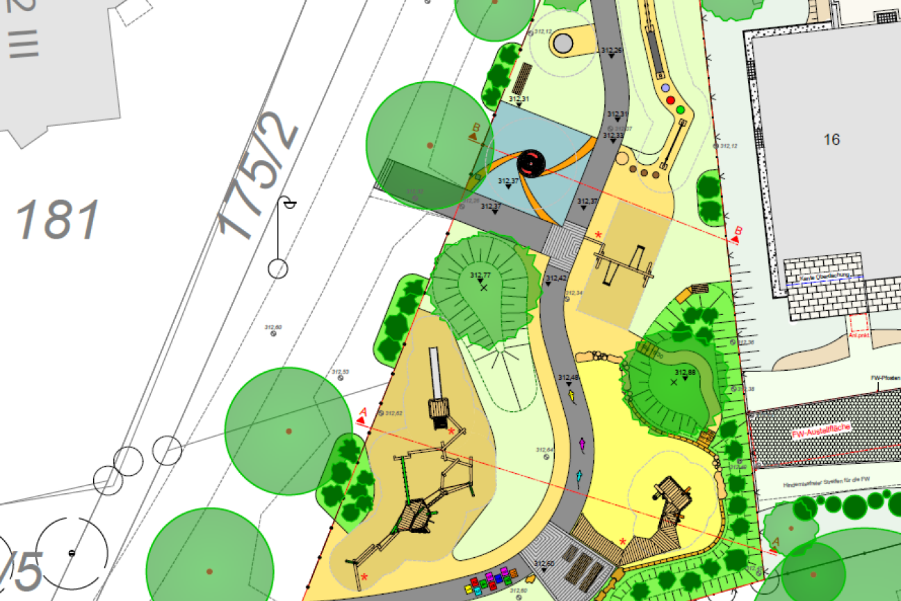 Neuer Spielplatz in der Hans Schmidt Strasse. Gesamtplan zu sehen., Bild © SÖR / Stadt Nürnberg