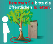 Benutzen Sie bitte die öffentlichen Toiletten.