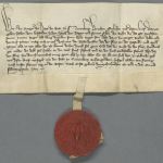 Urkunde über die Schenkung von Grundstücken an Jacob Rapp im Jahr 1371. (Stadtarchiv Nürnberg A 1 Nr. 1371 März 25)