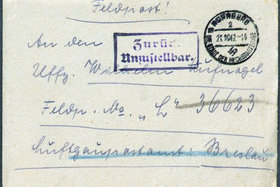 Ungeöffneter Brief an Frontsoldaten Willi Hufnagel