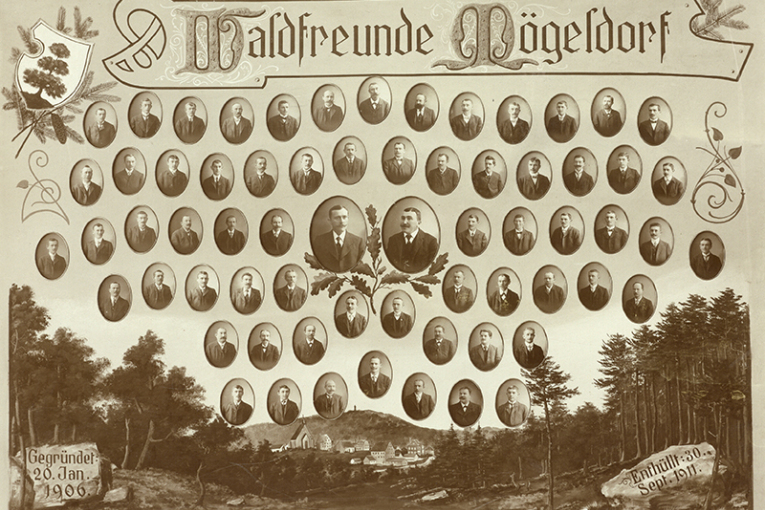 Mitgliedertafel des Vereins „Waldfreunde Mögeldorf“, ca. 1911 (Stadtarchiv Nürnberg A 108 Nr. 7)