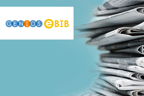Ein Stapel Zeitungen und Genios eBib Logo © BillionPhotos_com / Adobe Stock