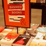 Table of banned books for sale at Barnes and Noble Book Sellers. St Paul Minnesota MN USA