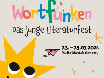 Plakat vom Literatur·fest Wortfunken.