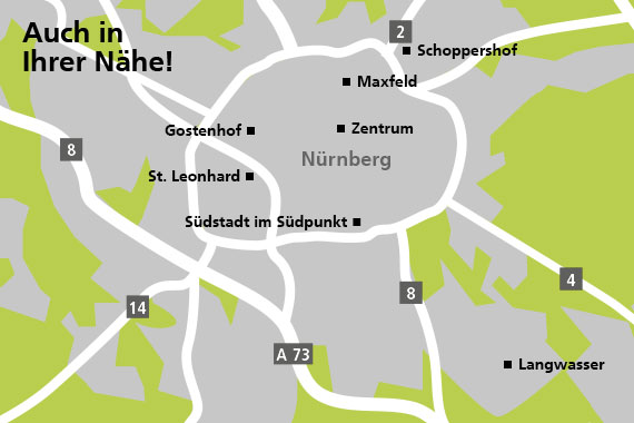 Karte Standorte der Stadtbibliothek