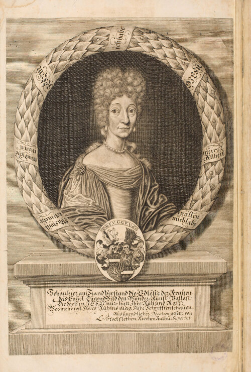 Porträt der Catharina Regina von Greiffenberg (1633-1694), geistlich-literarische Freundin Sigmund von Birkens © Stadtbibliothek im Bildungscampus Nürnberg, Will: II. 793. 2°