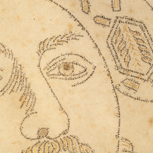 Mikrografie, Detail aus Porträt Johann Friedrich von Sachsen, 17. Jahrhundert (Hert. Ms. 44)