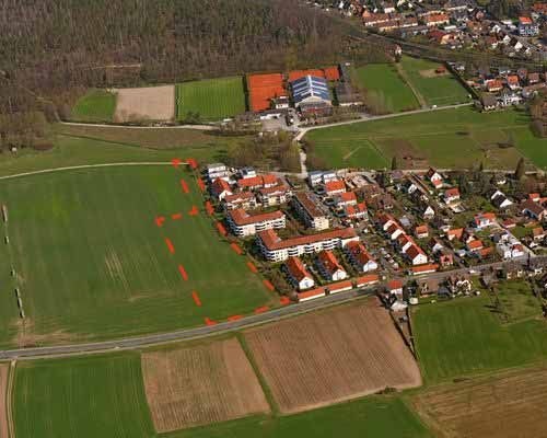 Veröffentlichung im Internet nach § 3 Abs. 2 BauGB für den Bebauungsplan Nr. 4673 "Worzeldorf Ortsrand" für ein Gebiet nördlich "An der Radrunde" © Nürnberg Luftbild, Hajo Dietz